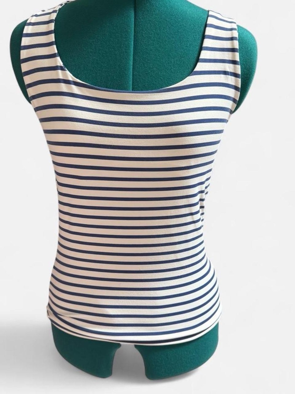 Zara Striped Scoop Neck Tank Top - Navy and White